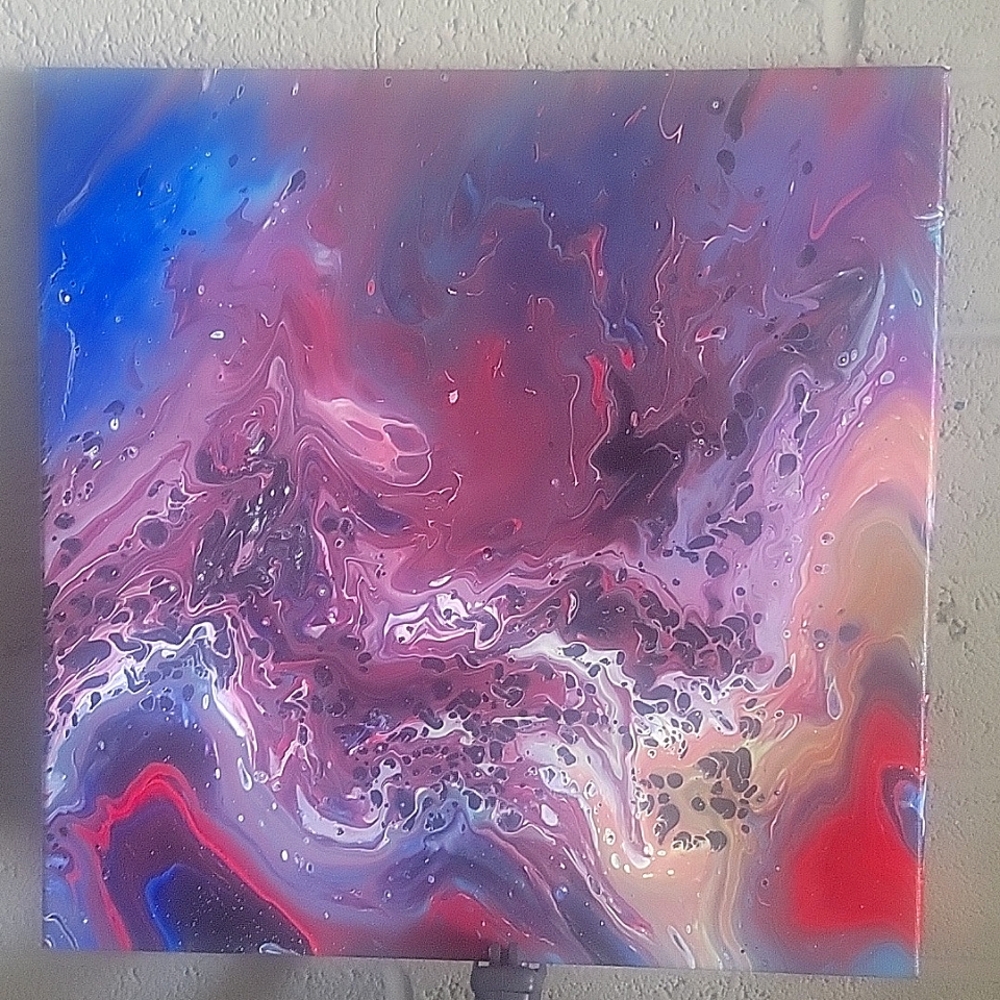 Handcrafted Trippy 14x14 Psychedelic  Pour Painting!🍄🫗🖼